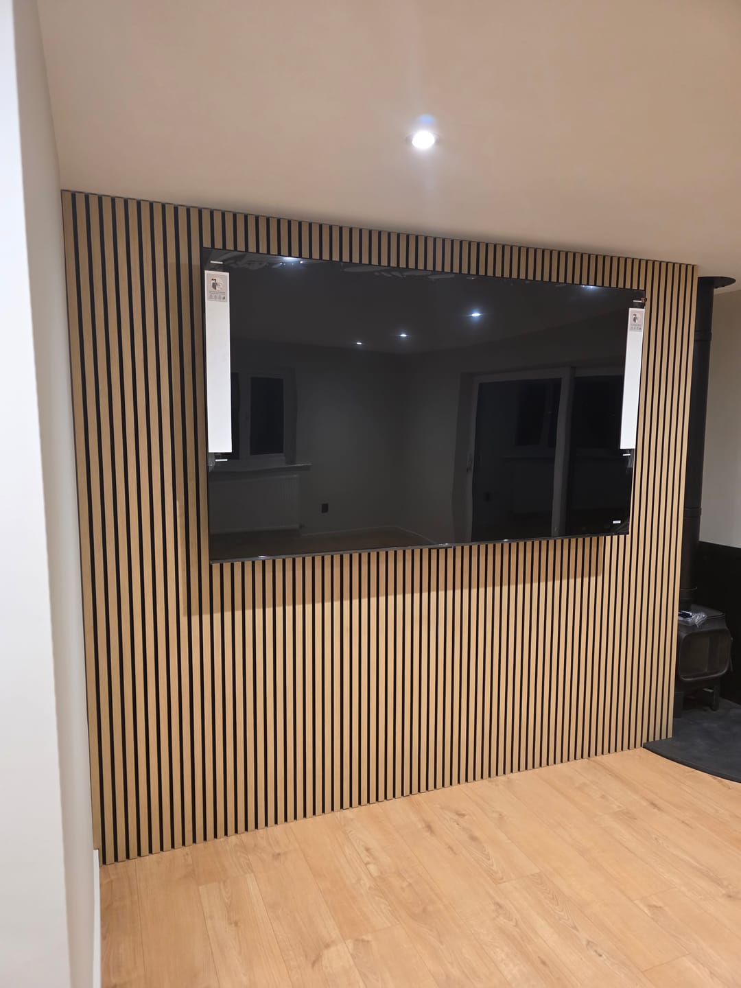 Customer photo review of Acoustic Slat Wall Panels Wooden Decorative Wall Panels Natural Oak Premium 2.4m x 0.6m