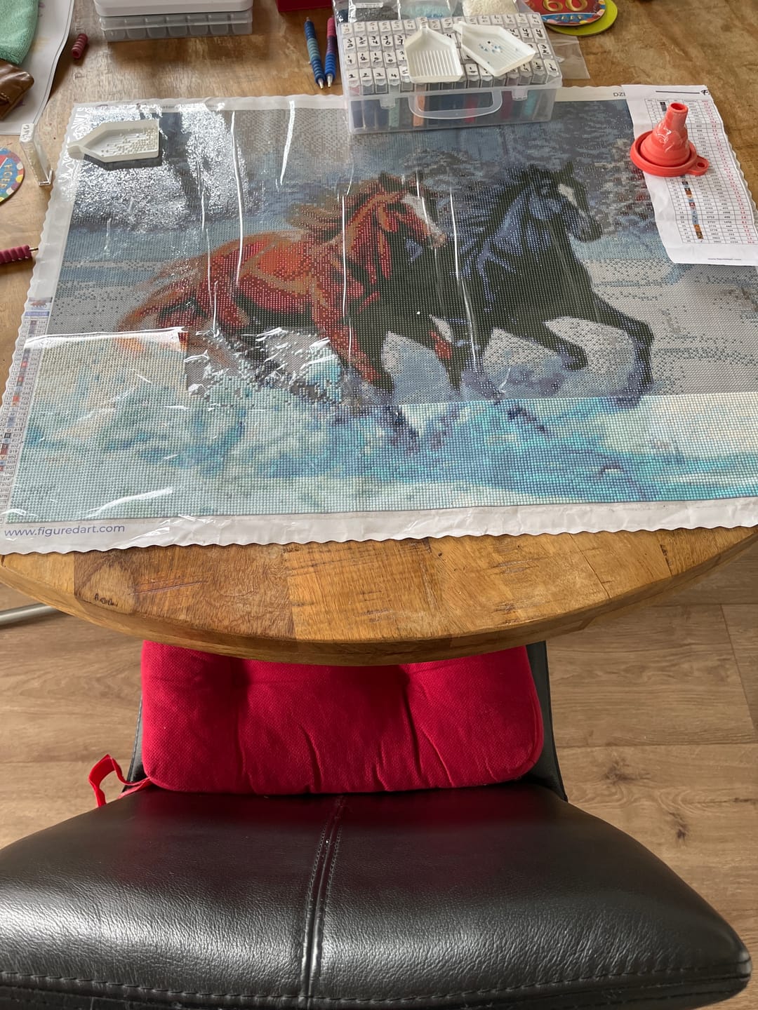 Customer photo review of Broderie Diamant - Deux Chevaux en Hiver