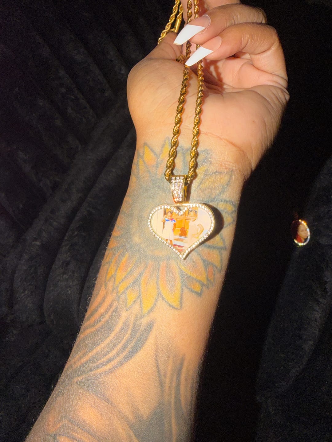 Customer photo review of Iced Photo Pendant w/ Rope Chain