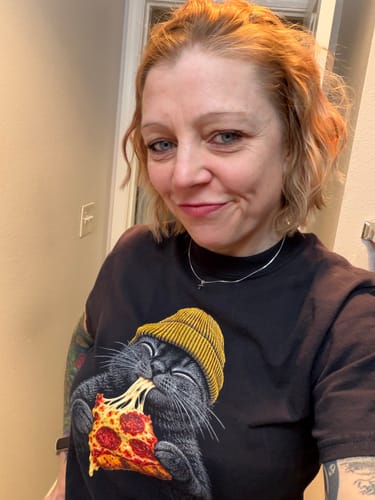 Kathleen (katt) B. wearing Cheese Pull - Premium
