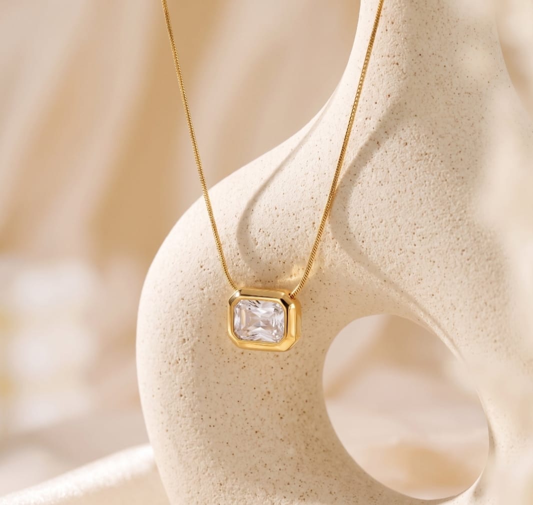 Customer photo review of Octagon Diamond Necklace