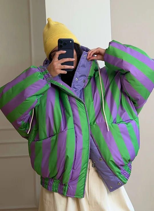 Customer photo review of Laura Reversible Hooded Puffer Jacket