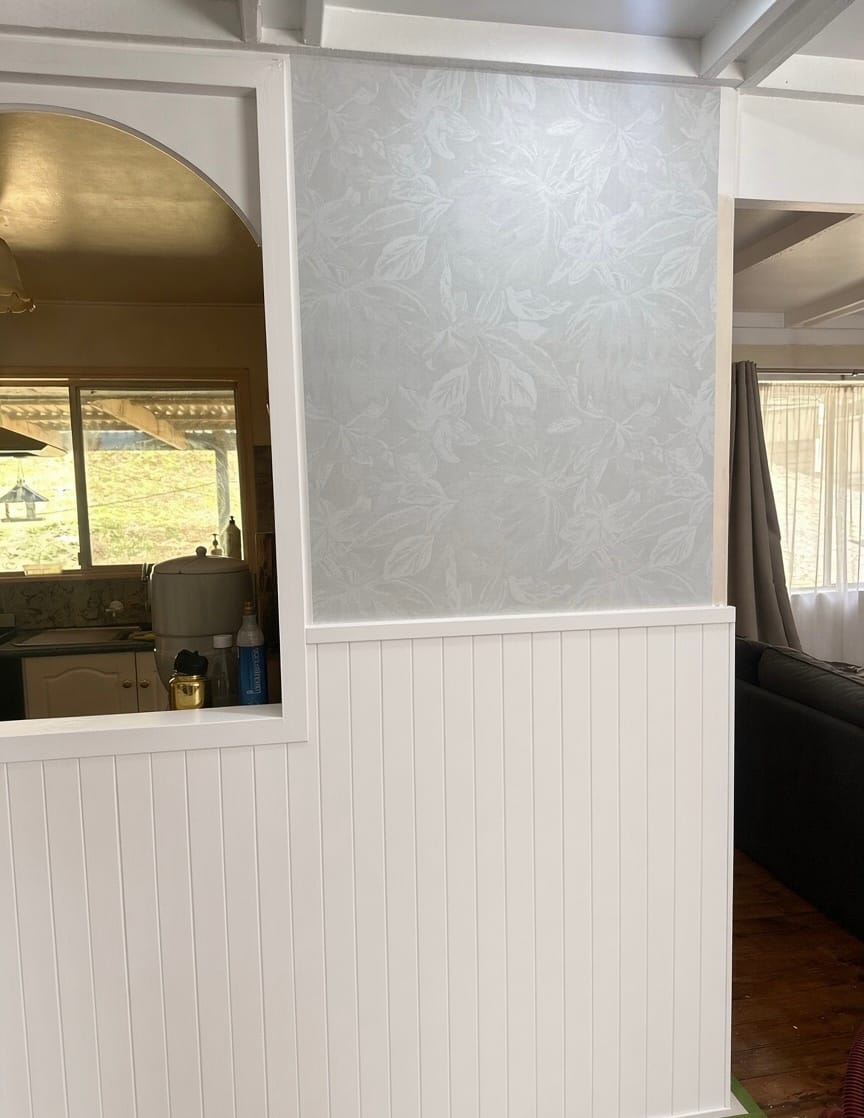 Customer photo review of Linen Leaves Wallpaper