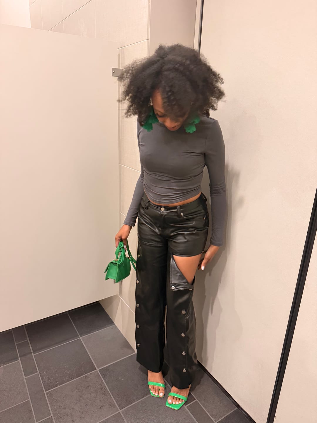 Customer photo review of Collins PU Cut Out Button Pants