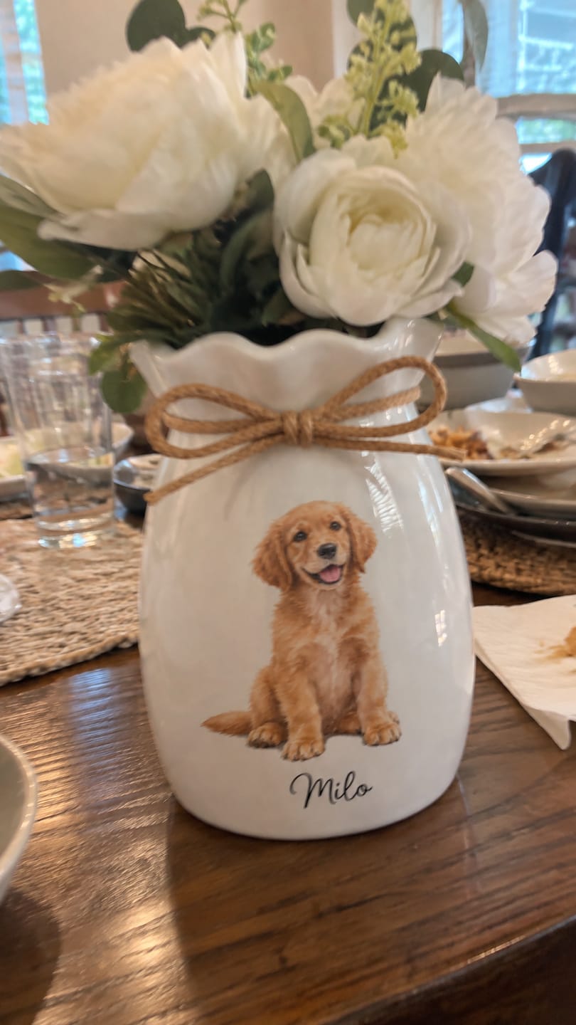 Customer photo review of Custom Watercolor Pet From Photo - Personalized Custom Ceramic Vase - Gift For Pet Lover, Dog Lover, Cat Lover