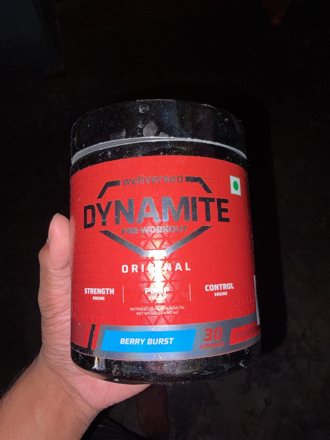 Customer photo review of Dynamite Pre-Workout (420g, 30 Servings) | Berry Burst