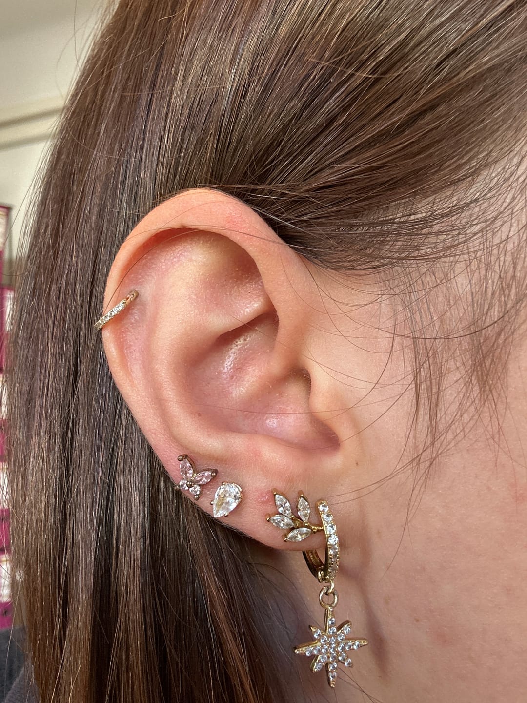 Customer photo review of Crystal Leaf Stud Earrings