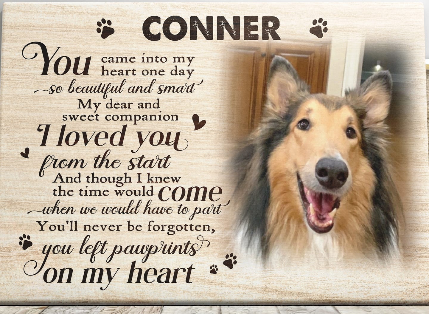 Customer photo review of Personalized Dog Memorial Gifts - Personalized Canvas Prints - You Left Pawprints On My Heart, Memorial Pet, Loss Of Dog Lover Gifts