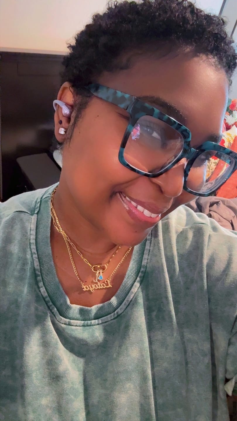 Customer photo review of Initial Birthstone w/ Paper Clip Chain