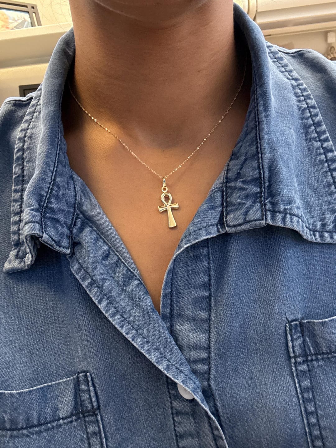 Customer photo review of 14K Gold Ankh Cross Pendant