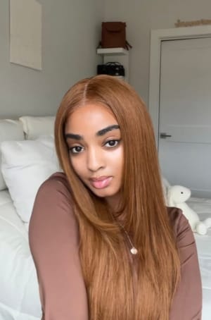 Customer photo review of Wavymy Layered Cut Chestnut Brown Wear Go Wigs 180% Density Straight 7x5 Lace Closure Wigs 100% Human Hair