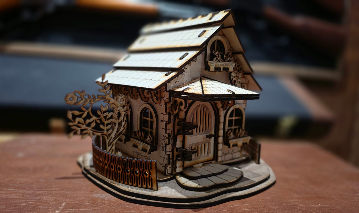 Customer photo review of Floral House Candle Holder Laser Cut SVG