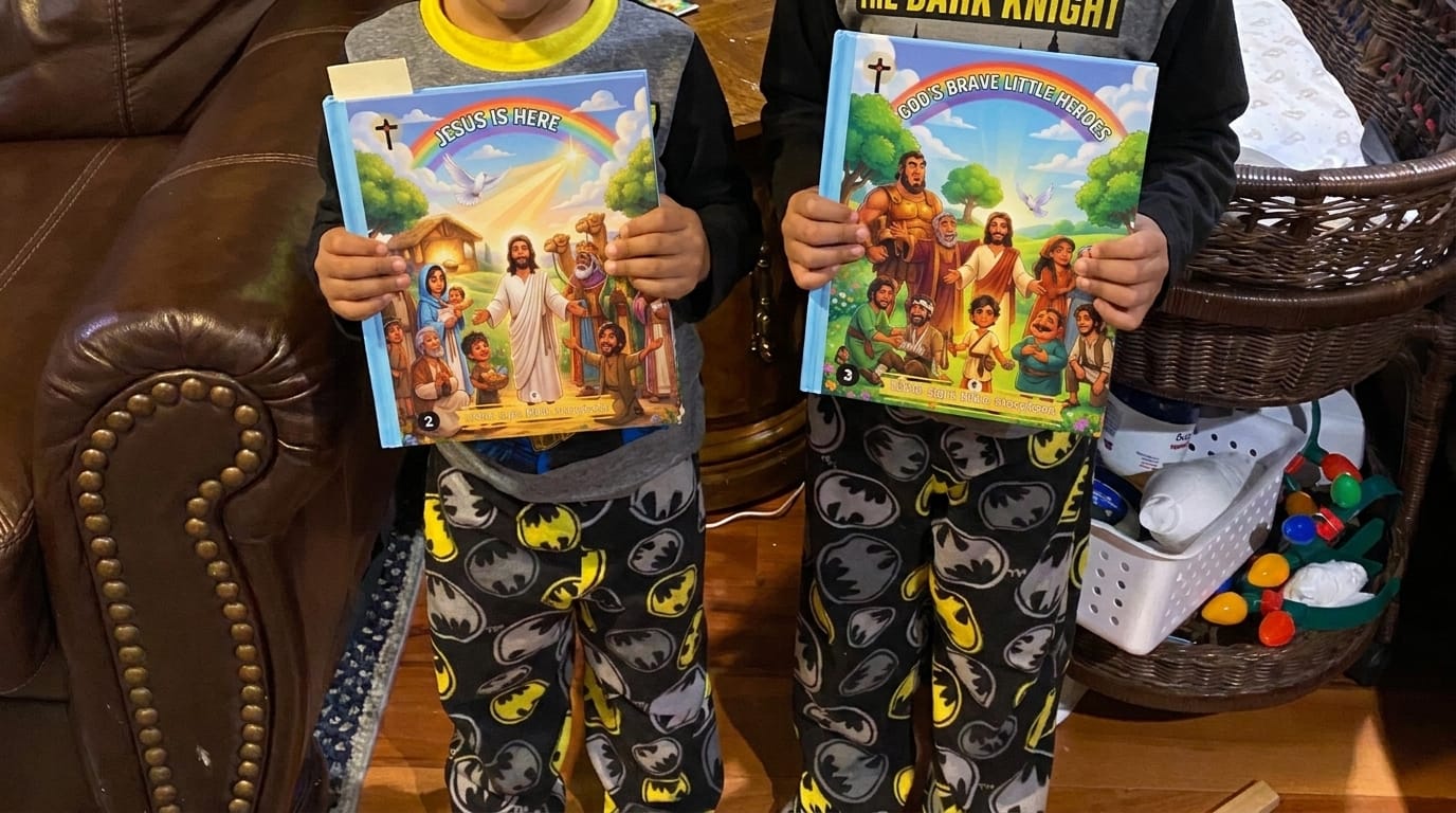 Customer photo review of Little Light Bible Story Books - Complete 4 Book Set (Free Coloring Pages + Bible Stickers)