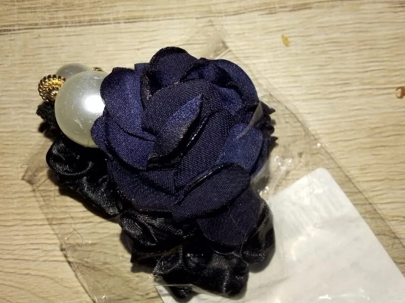 Customer photo review of Pearl Rose Hair Scrunchie