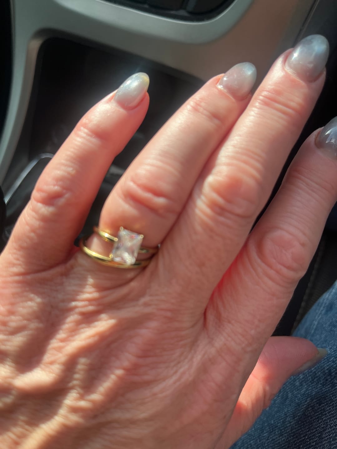 Customer photo review of Emerald Solitaire Diamond-Inspired Ring 2ct