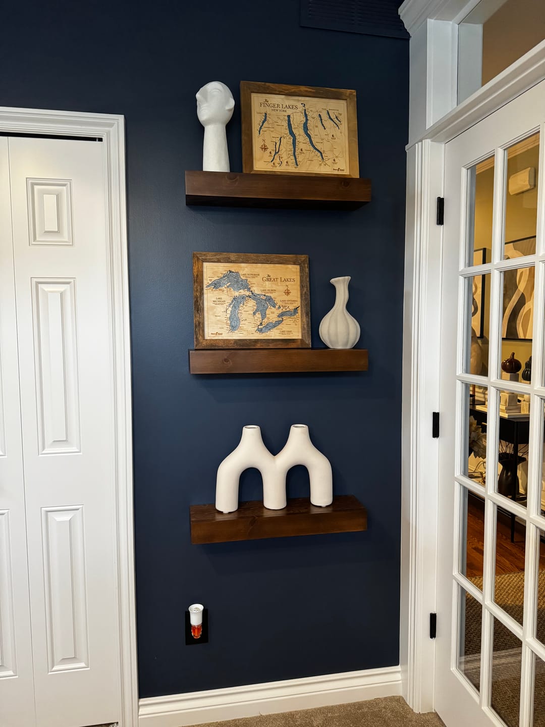 Customer photo review of Modern 3" Thick Pine Floating Shelves