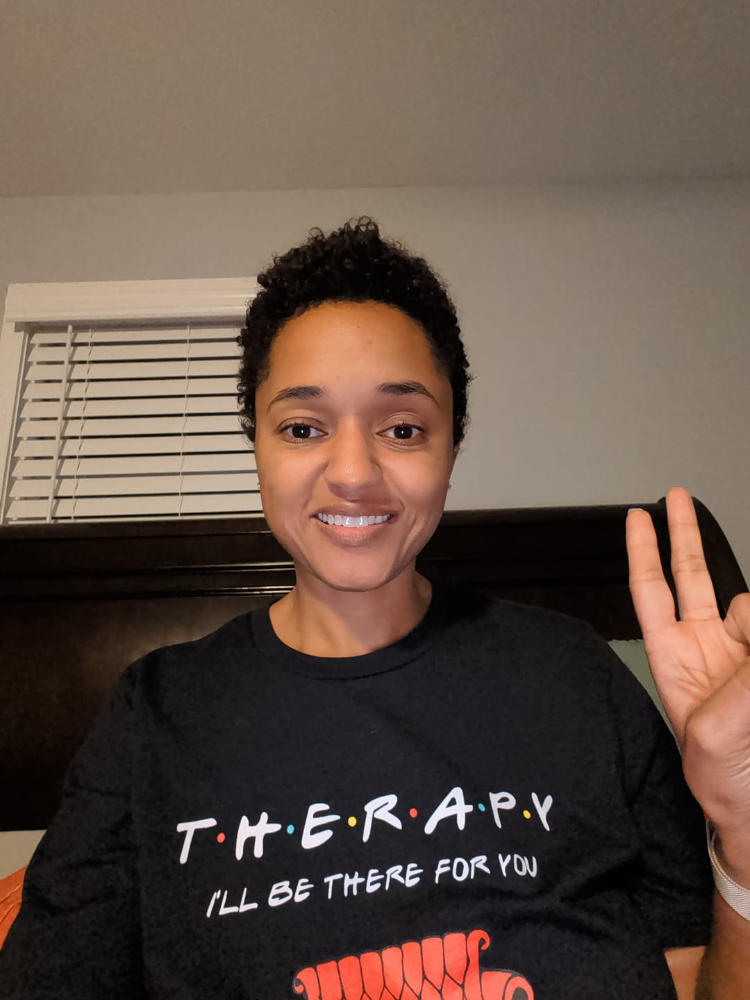 Customer photo review of Friends Font Therapy T-Shirt
