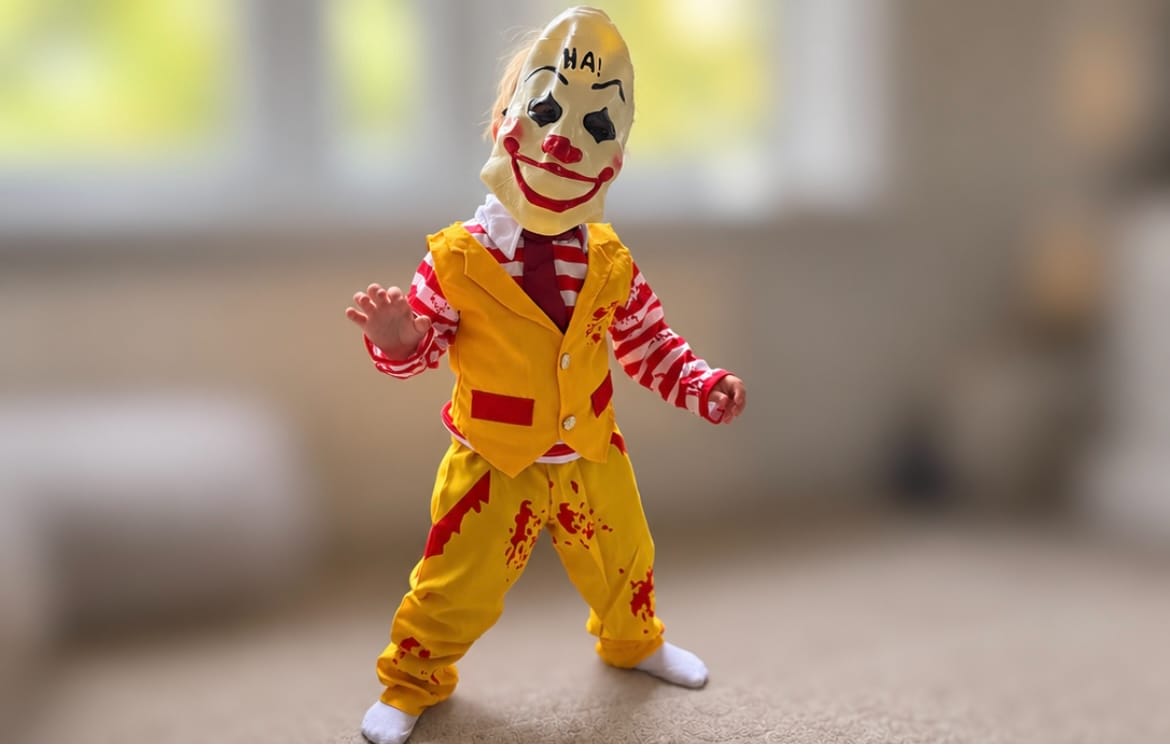 Customer photo review of Kids Dapper Clown Costume