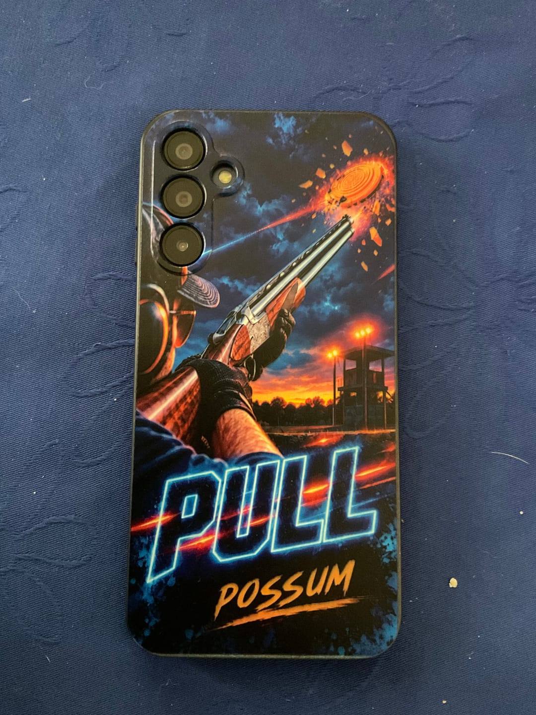 Customer photo review of Maxcorners Trap Shooting Shooter Night Range Blue Neon Clay Target Personalized Name 3D Phone Case