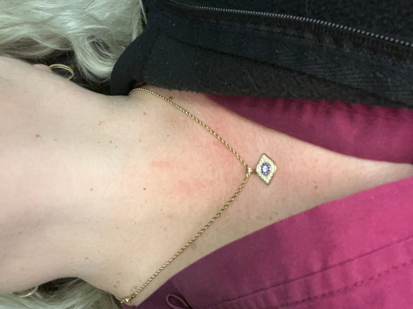 Customer photo review of 14K Gold Evil Eye Charm Pendant 15mm