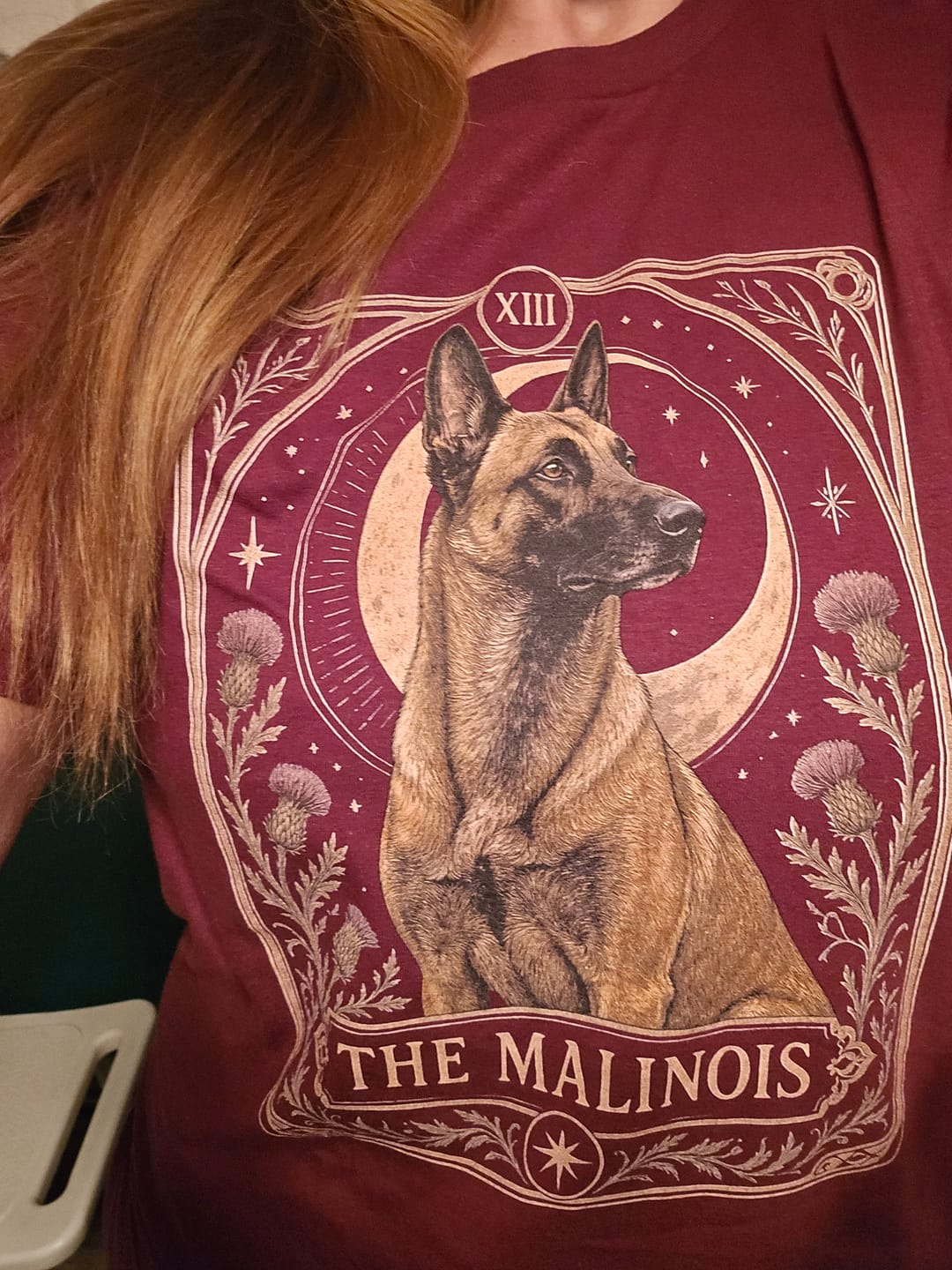 Customer photo review of Malinois Tarot Card Shirt