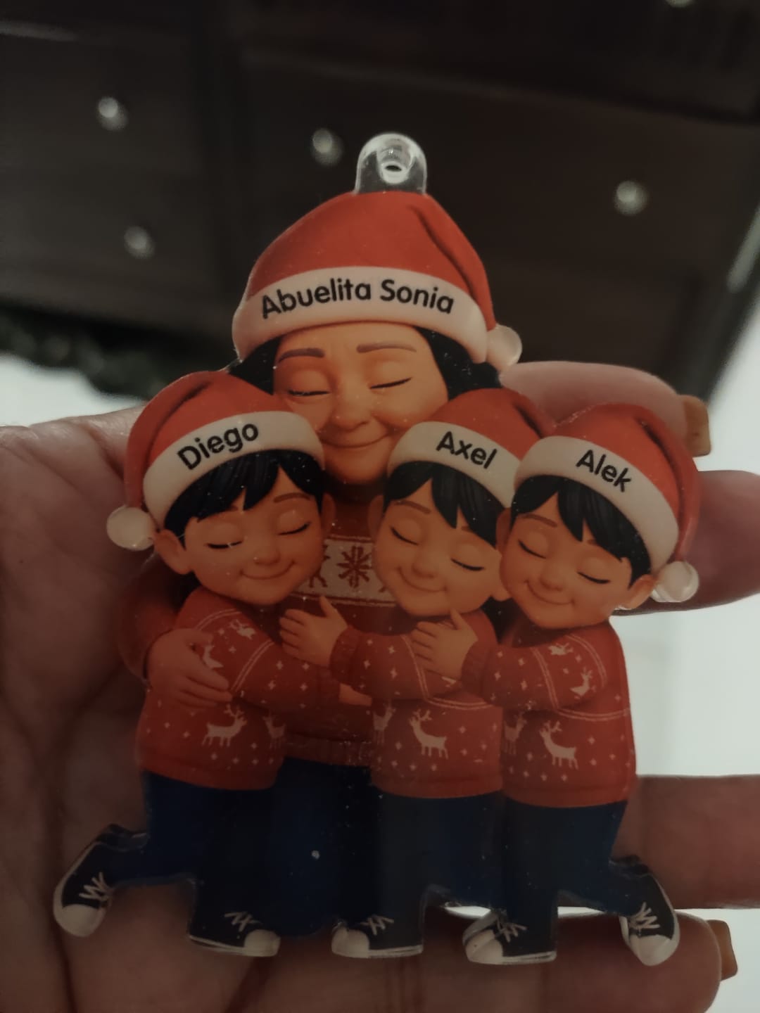 Customer photo review of Grandma Hugging Grandkids - Personalized Acrylic Ornament - Heartwarming Christmas Gift for Grandma, Grandkids