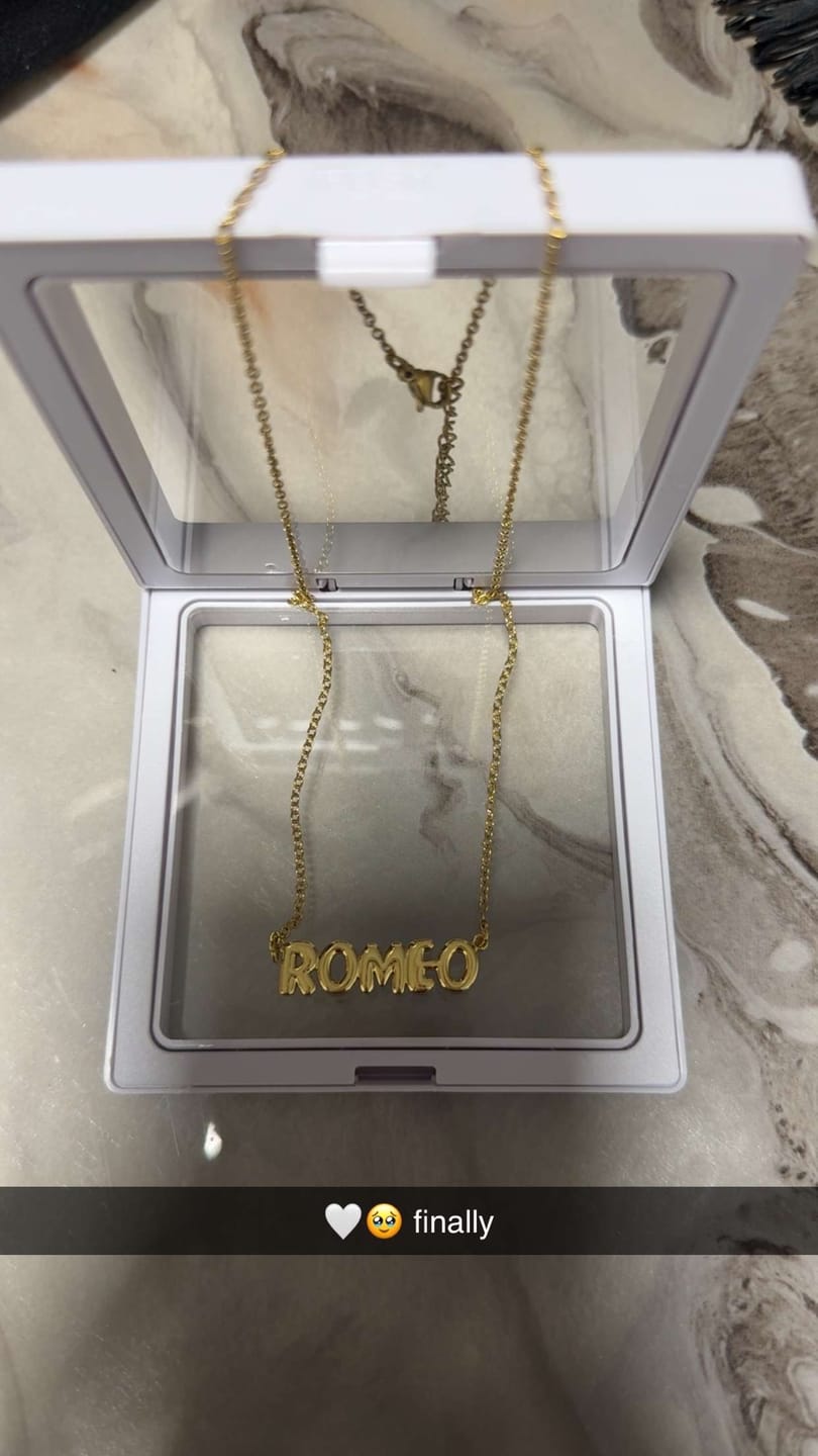 Customer photo review of Bubble Letter Name Necklace