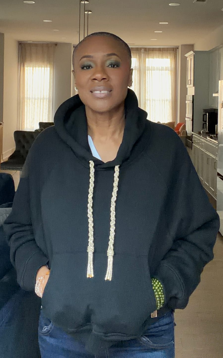 Customer photo review of TASSEL Strings Hoodie - Black