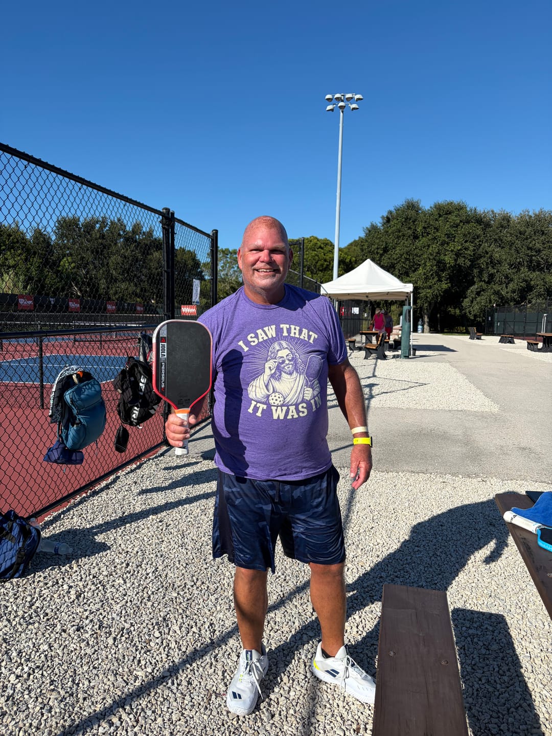 Customer photo review of I Saw That Jesus Pickleball T-Shirt
