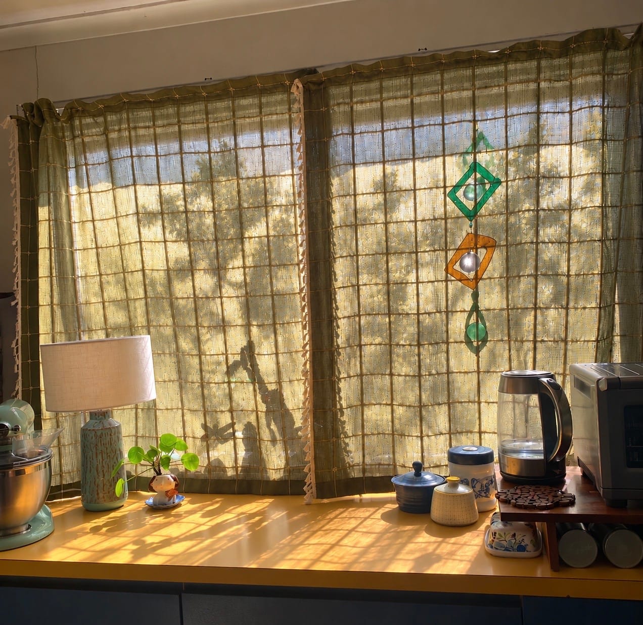 Customer photo review of Sunlit Check Fringe Curtain