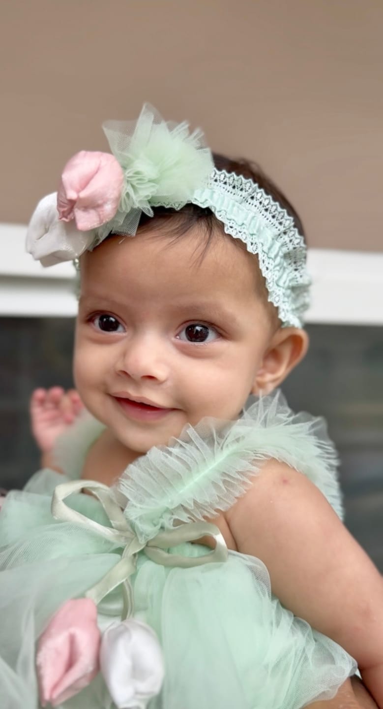 Customer photo review of Little Lotus Princess Dress Set | Soft Mesh Baby Girl Party Frock with Matching Headband