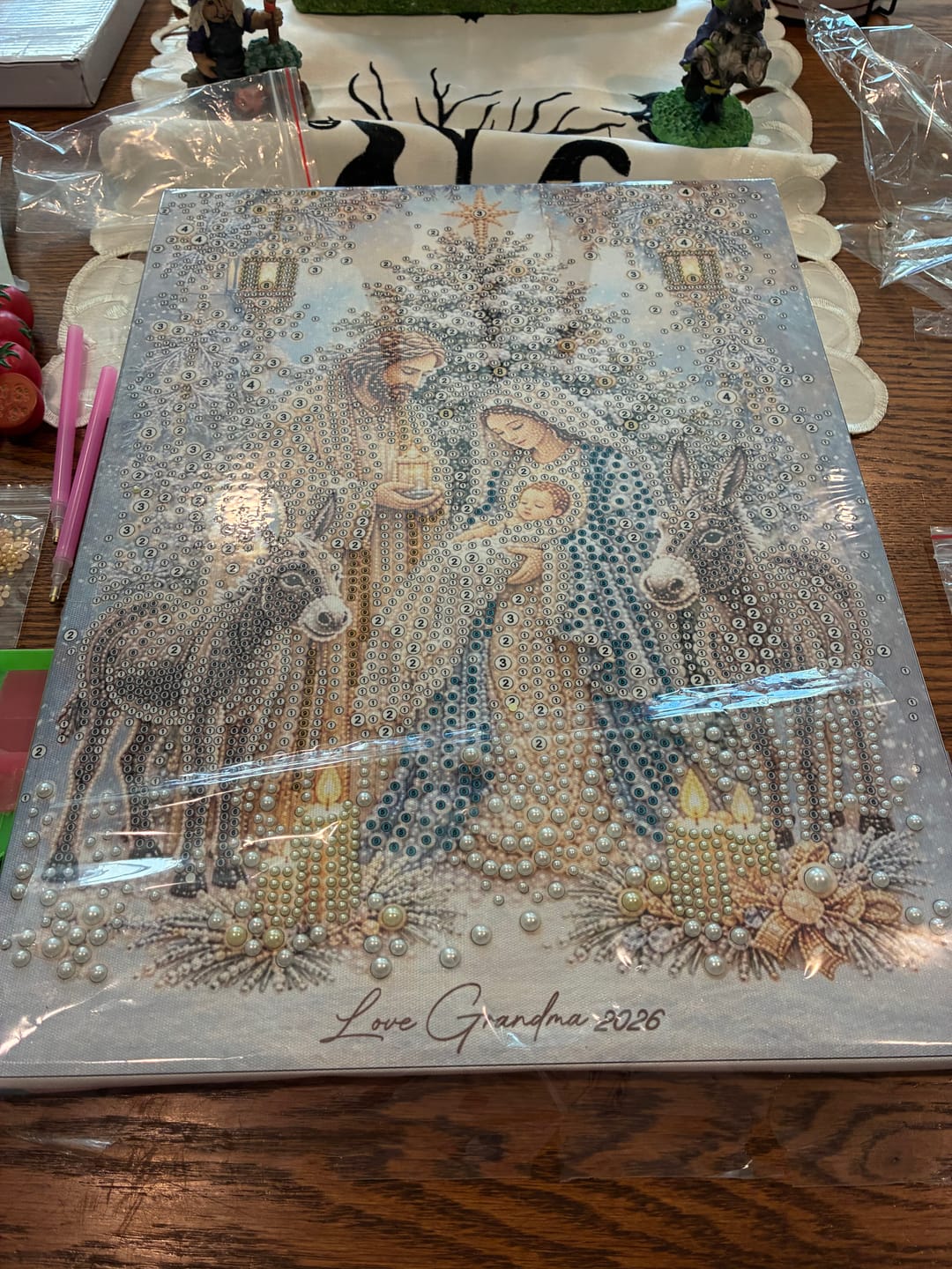 Customer photo review of Personalized 3D Pearl Art DIY Kit – Custom Name Holiday Canvas Wall Decor
