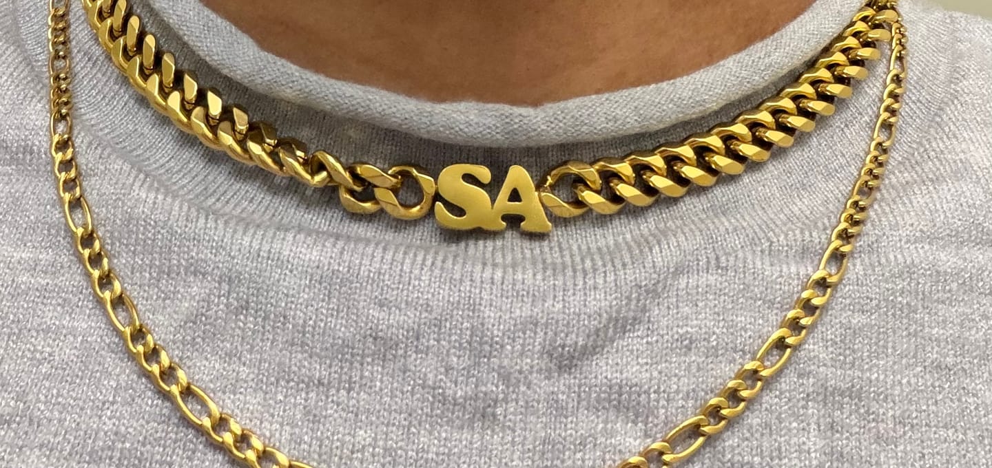 Customer photo review of Initials Choker w/ XL Cuban Chain