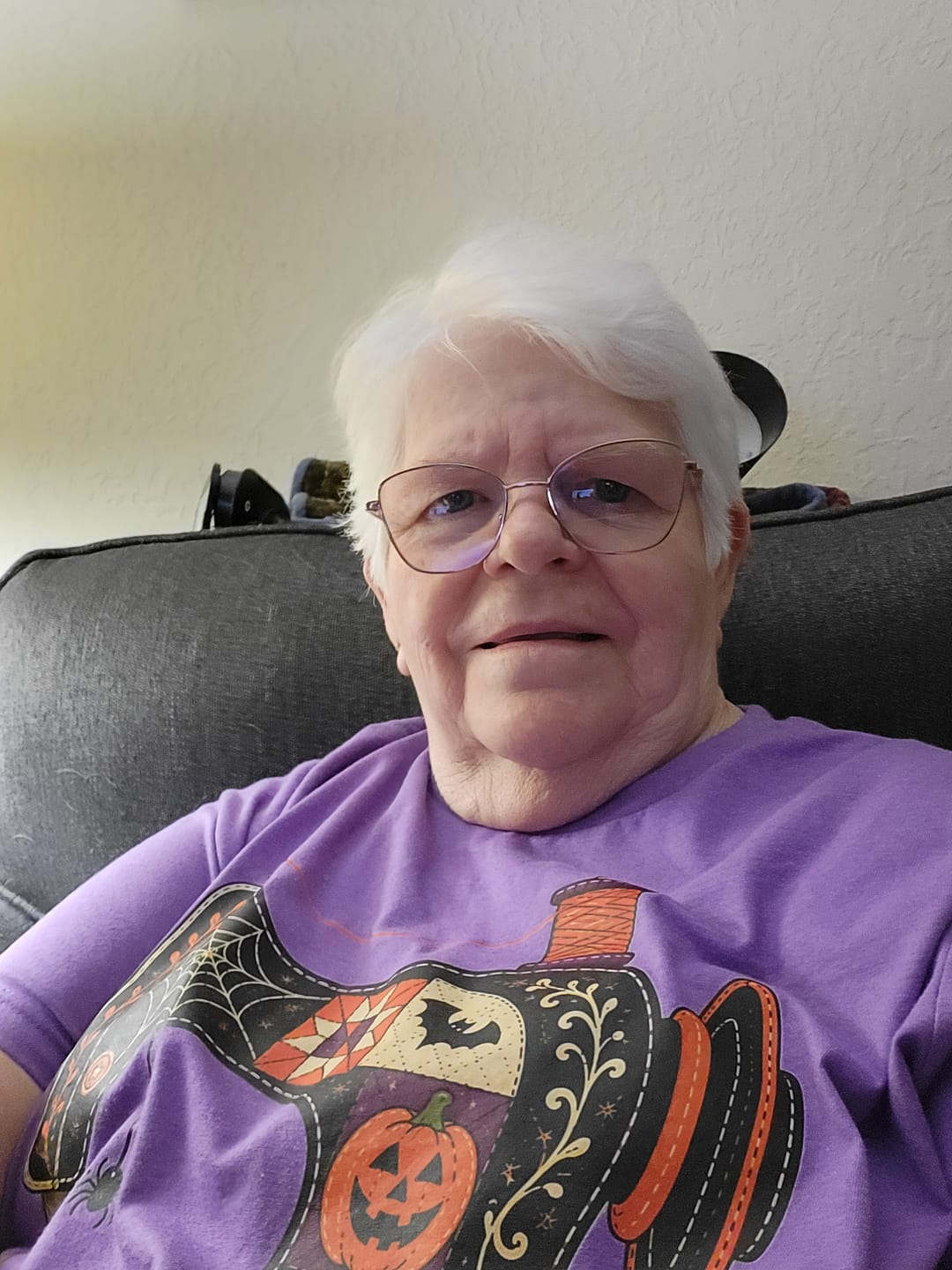 Customer photo review of Halloween Sewing Machine T-shirt
