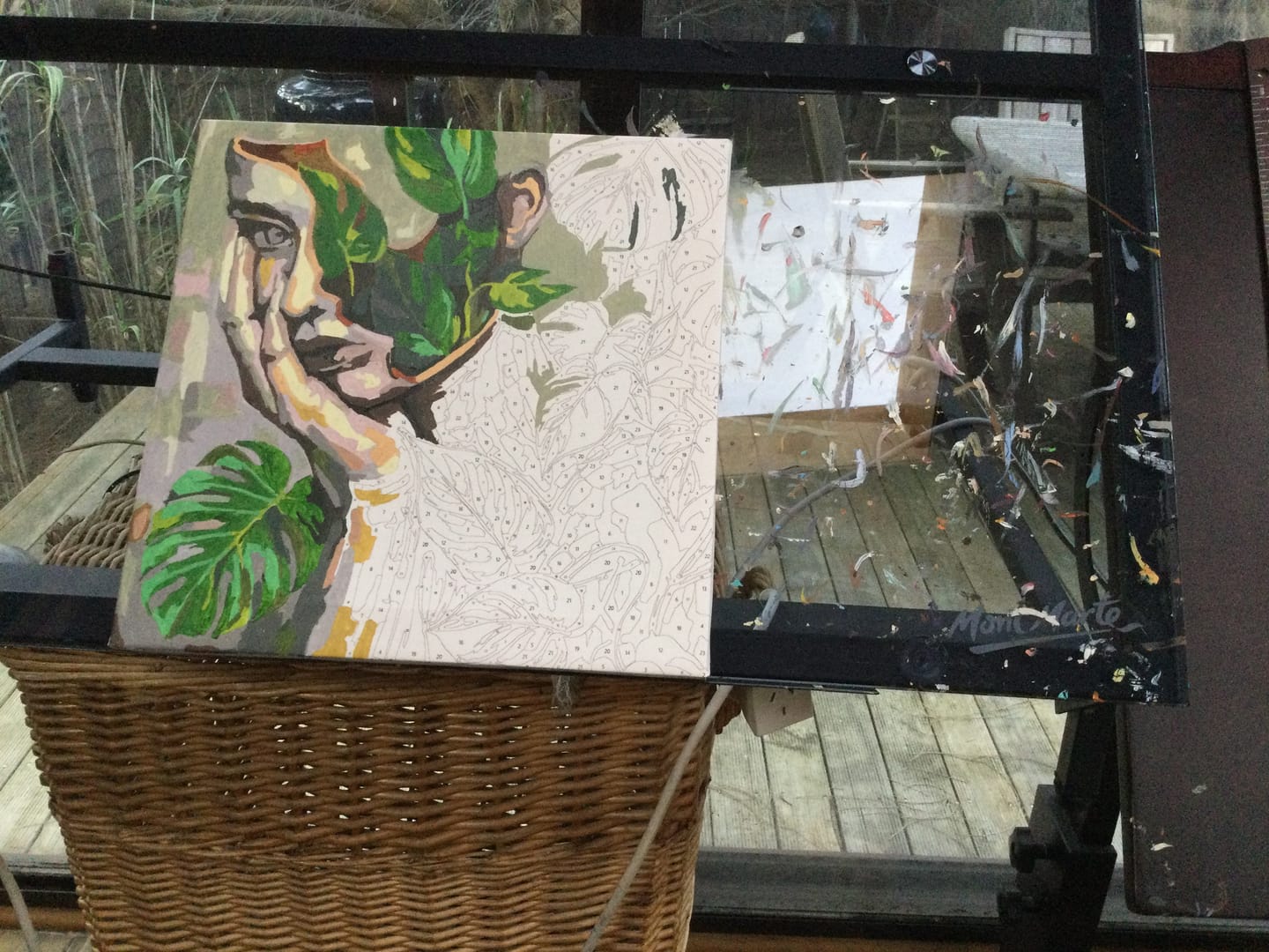 Customer photo review of Face Monstera Leaves (Paint by Numbers)