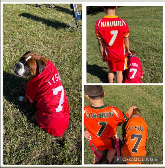 Customer photo review of Custom Red White Classic Style Dog Jersey