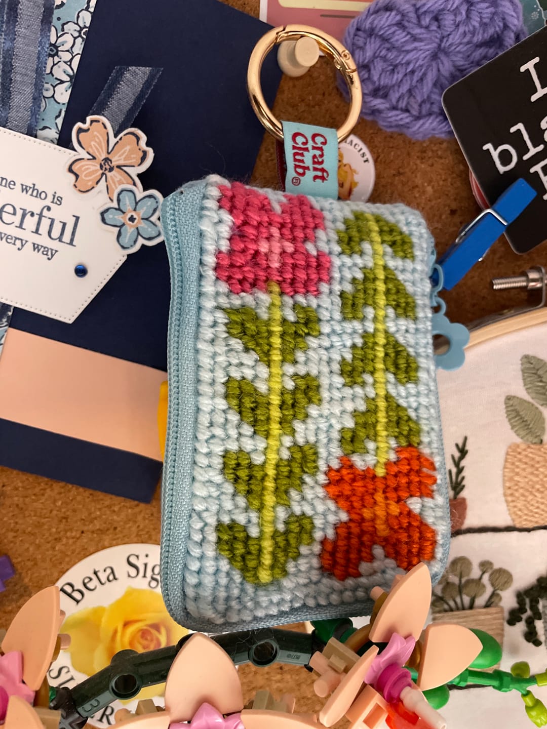 Customer photo review of BEGINNER BLOOMS - Needlepoint Taster Pouch Kit