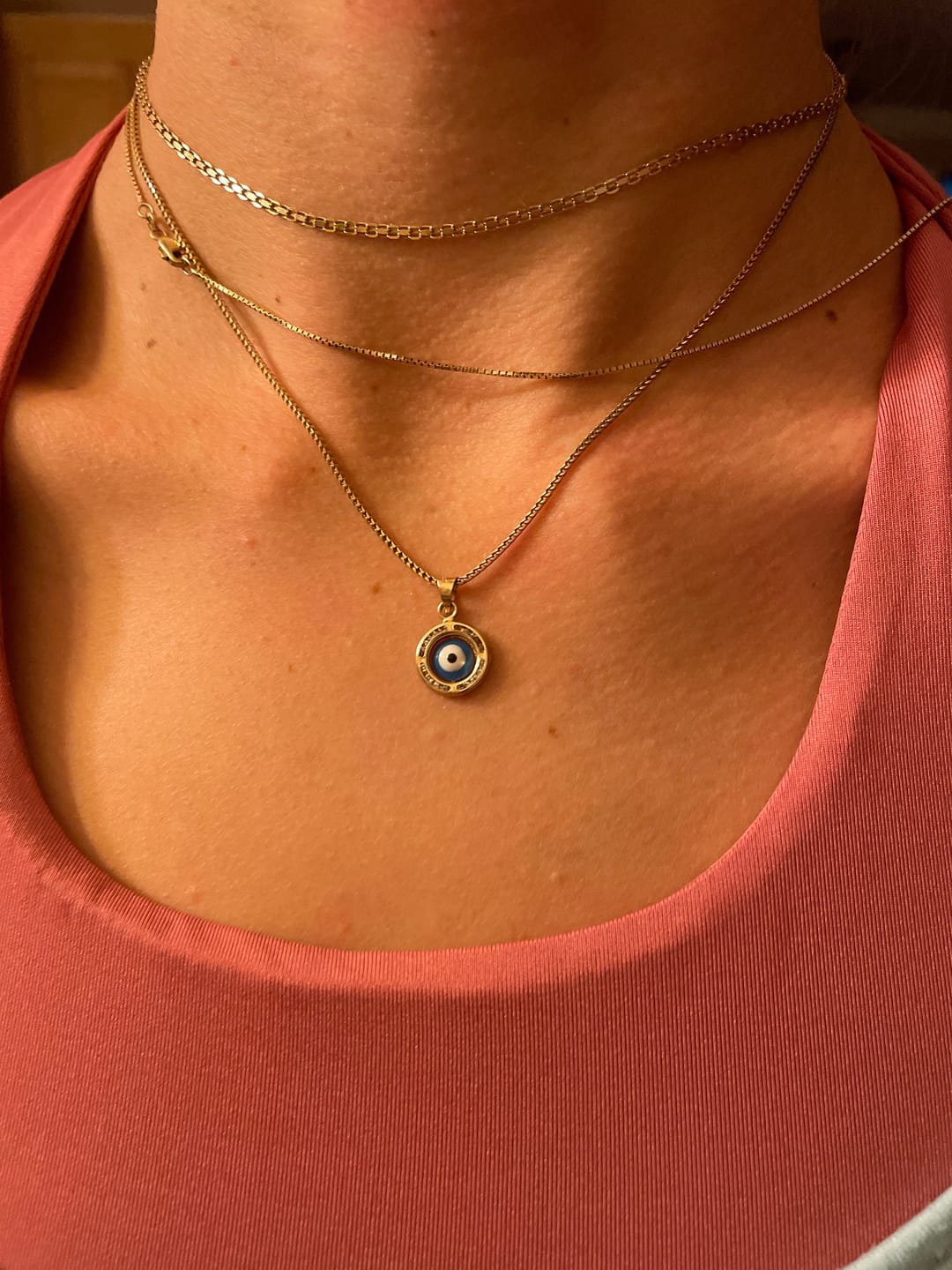 Customer photo review of 14K Gold Evil Eye Pendant 11mm