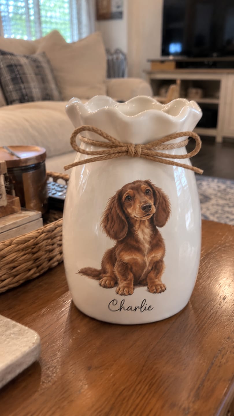 Customer photo review of Custom Watercolor Pet From Photo - Personalized Custom Ceramic Vase - Gift For Pet Lover, Dog Lover, Cat Lover