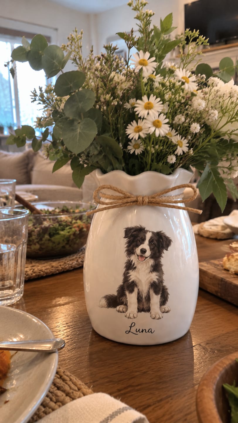 Customer photo review of Custom Watercolor Pet From Photo - Personalized Custom Ceramic Vase - Gift For Pet Lover, Dog Lover, Cat Lover