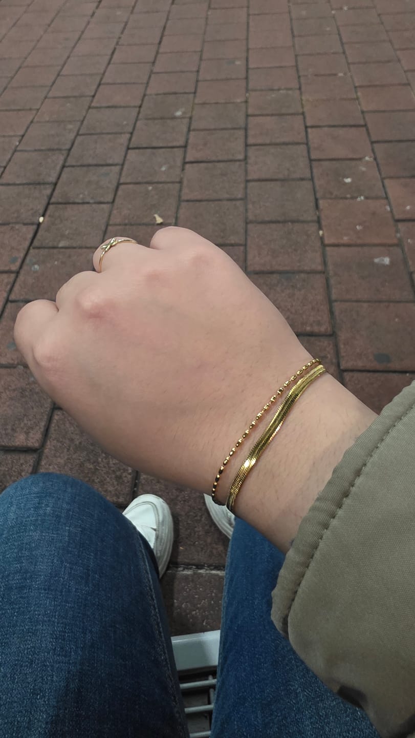 Customer photo review of Selene Snake & Bead Chain Bracelet