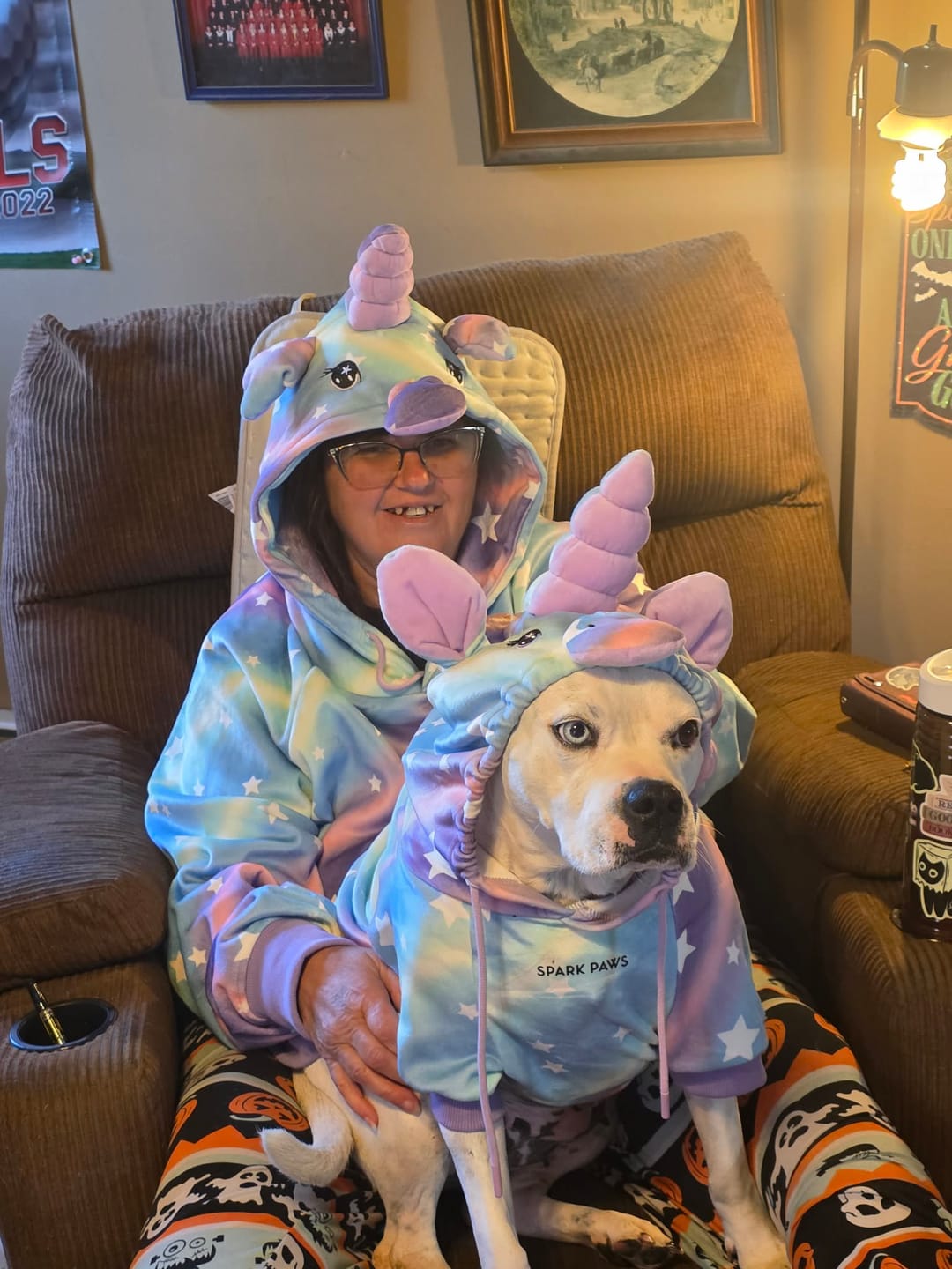 Customer photo review of Halloween Human Hoodie - Unicorn