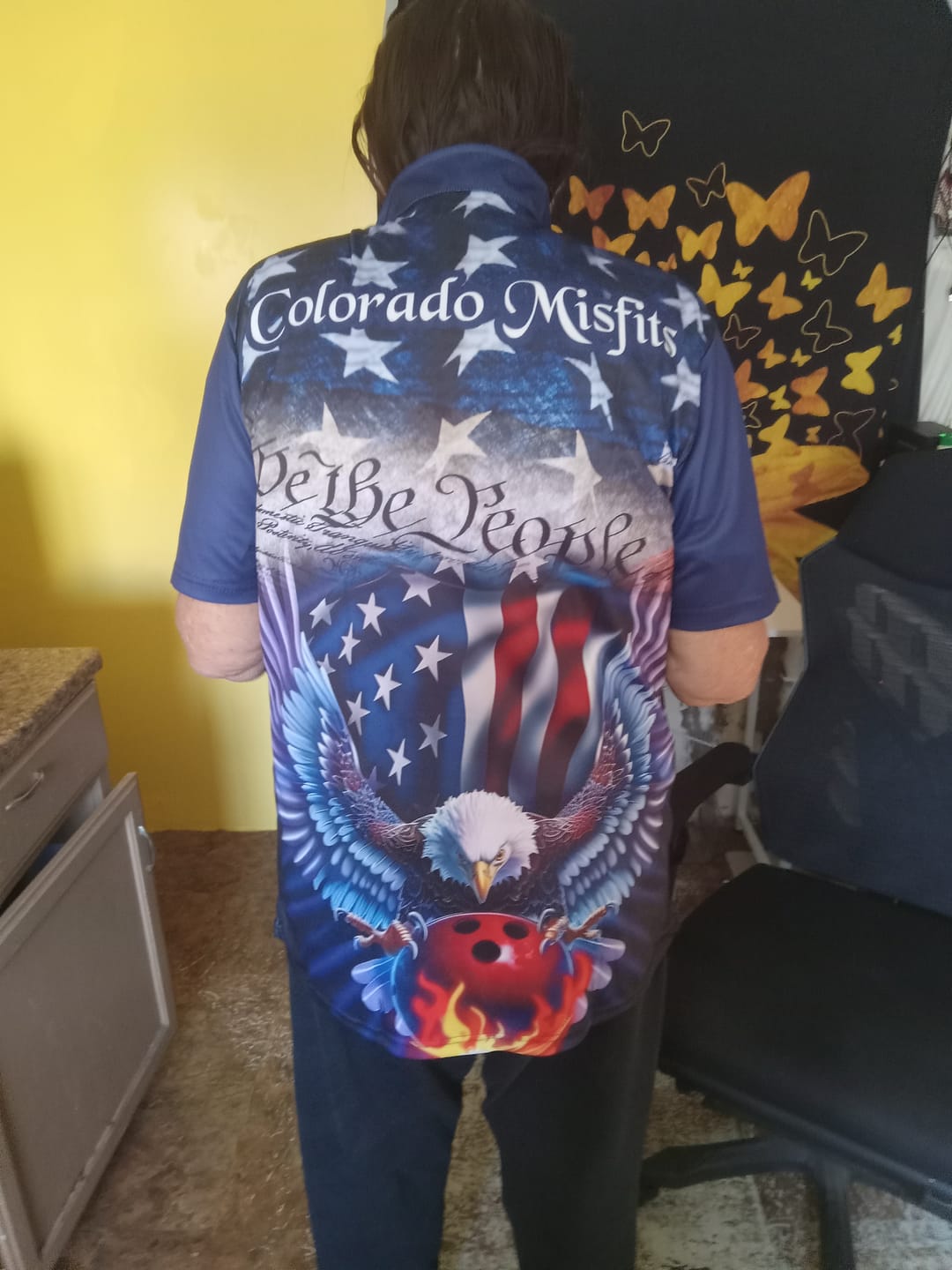 Customer photo review of Customized Eagle Bowling Shirt Patriotic Polo Bowling Jersey For Men US Bowling | Blue IPHW7110