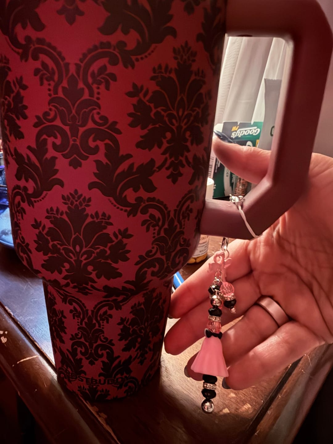 Customer photo review of Hang Anywhere Charm - Pink Bats