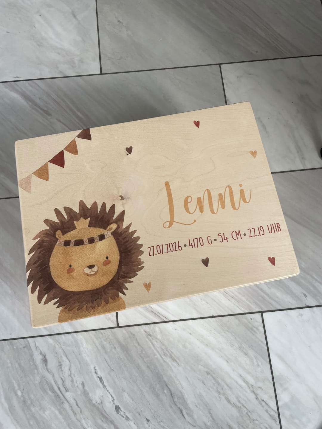 Customer photo review of Erinnerungsbox Baby - Löwe Boho