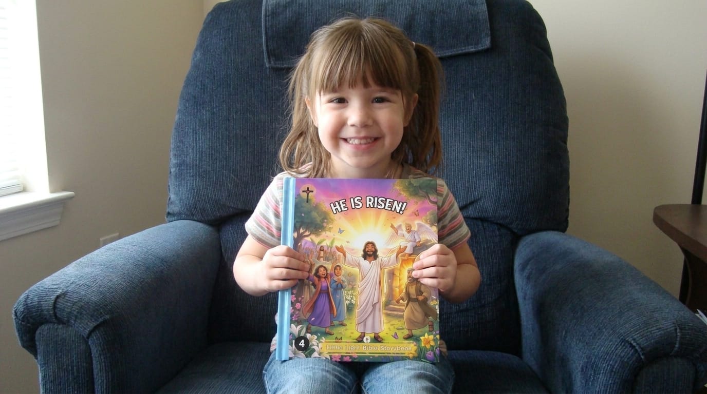 Customer photo review of Little Light Bible Story Books - Complete 4 Book Set (Free Coloring Pages + Bible Stickers)