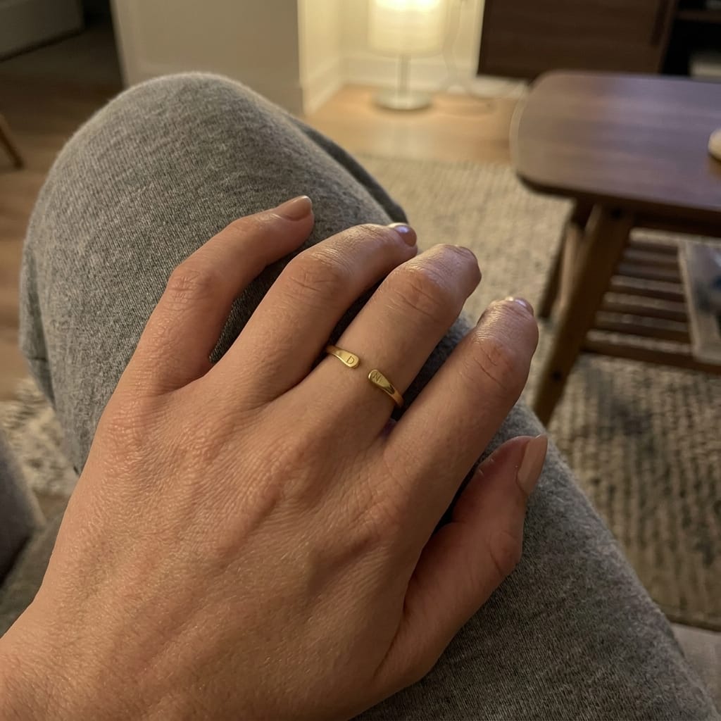 Customer photo review of Anillo Abierto con Dos Iniciales Personalizado
