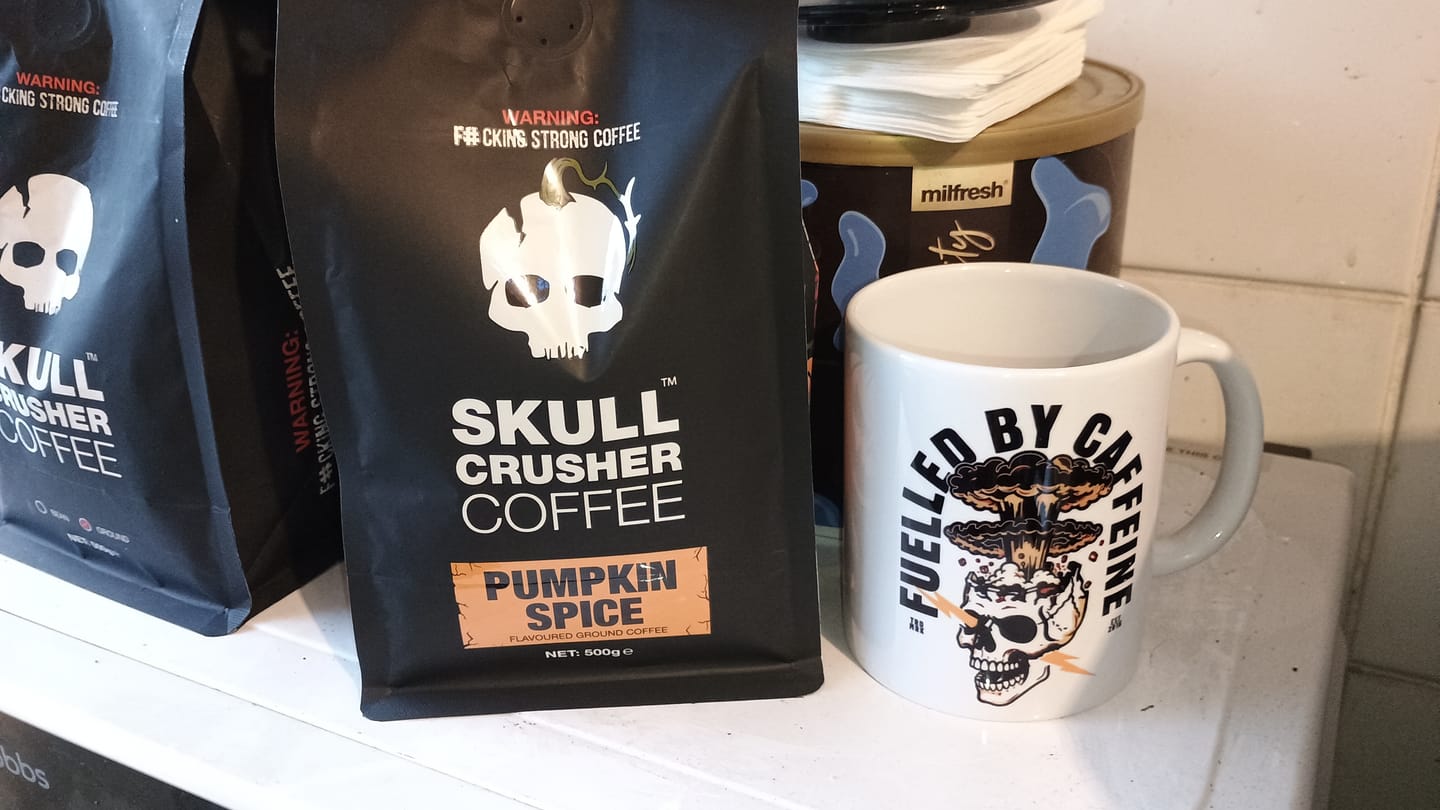 Customer photo review of Skull Crusher Coffee - Pumpkin Spice