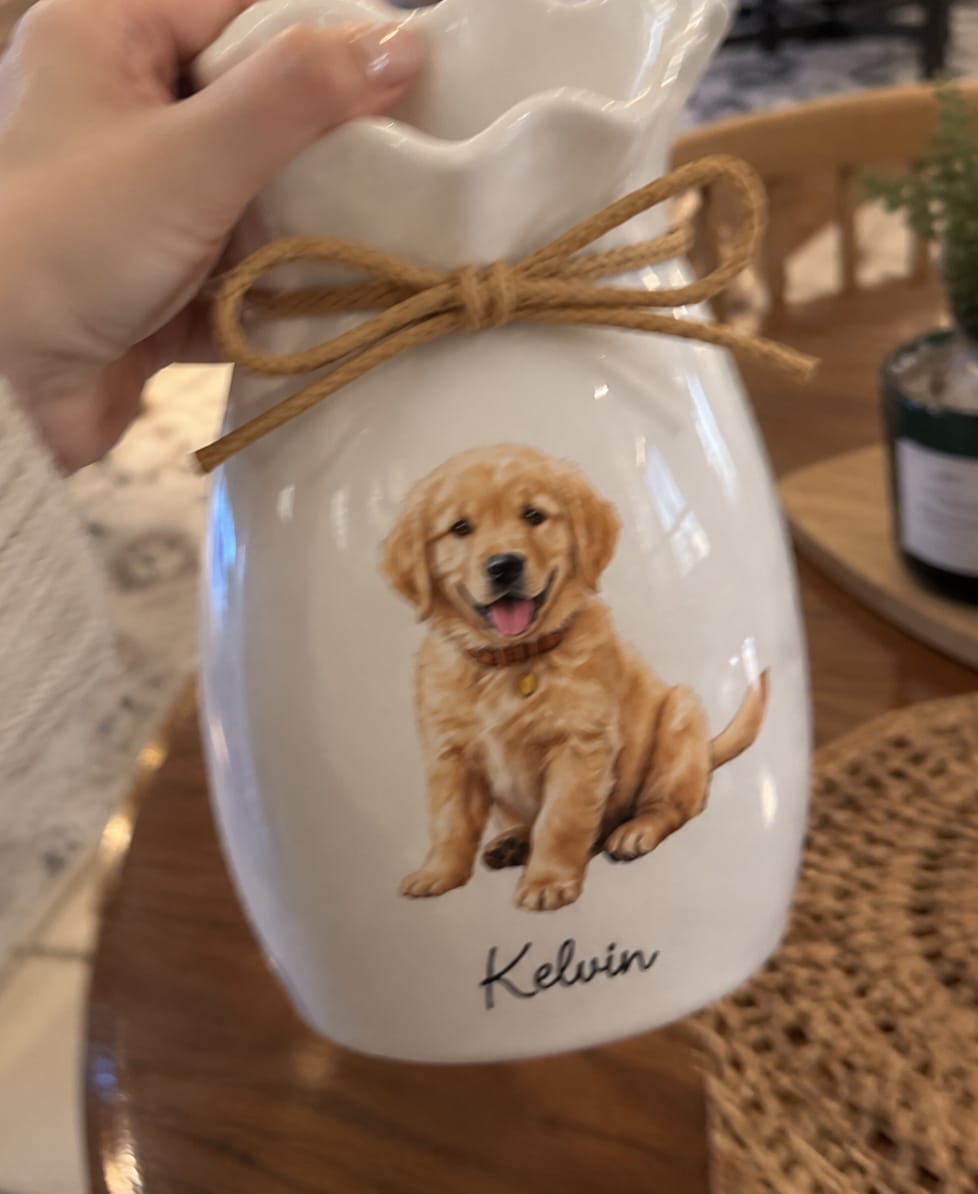 Customer photo review of Custom Watercolor Pet From Photo - Personalized Custom Ceramic Vase - Gift For Pet Lover, Dog Lover, Cat Lover