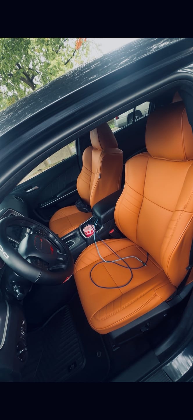 Customer photo review of 2015-23 Dodge Charger Custom Performance Leather Seat Covers